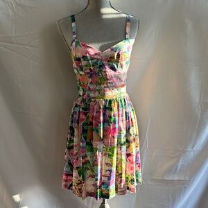 Amanda Uprichard Geometric Floral Print Silk Dress
